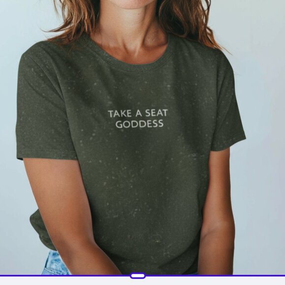Zara Take A Seat Goddess Women's Tee Shirt Size Small TRF Green Short Sleeves - Picture 1 of 7